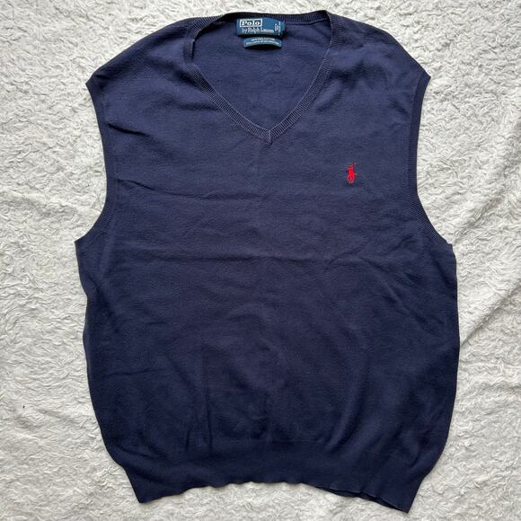 Polo by Ralph Lauren Blue Sweater Vest Size XL - Picture 1 of 7
